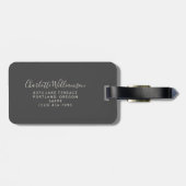 Moderne Mit Monogramm Kalligrafie Schwarz Grau Gepäckanhänger (Rückseite horizontal)