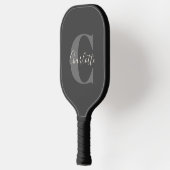 Moderne Mit Monogramm Kalligrafie Schwarz Grau Pickleball Schläger (Links)