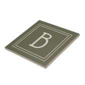 Moderne Mit Monogramm Moss Green & Off White Initi Fliese (Seite)