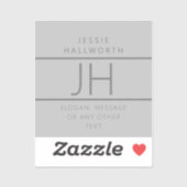 Moderne Mit Monogramm Name & Info Transparent Aufkleber (Blatt)