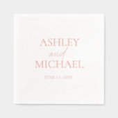 Moderne Mit Monogramm Name Minimale Script Rose Go Servietten Mit Folie (Vorderseite)