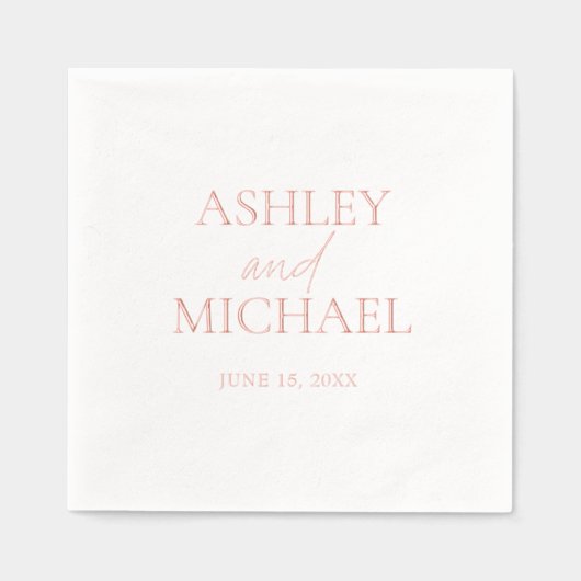 Moderne Mit Monogramm Name Minimale Script Rose Go Servietten Mit Folie (Vorderseite)