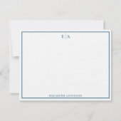 Moderne Mit Monogramm Navy Blue Simple Square Bord Mitteilungskarte (Vorderseite)
