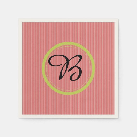 Moderne, Mit Monogramm, orangefarbene Papiere Napk Serviette (Vorderseite)