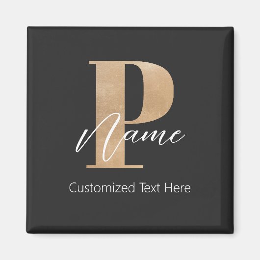 Moderne Mit Monogramm P & Name Personal Magnet (Vorne)
