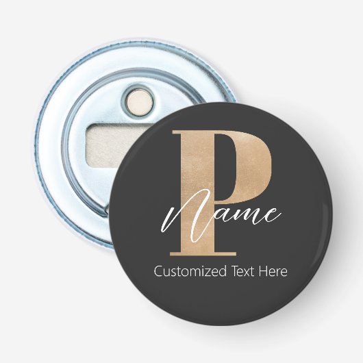 Moderne Mit Monogramm P & Name Personalisiert Flaschenöffner (Vorderseite)