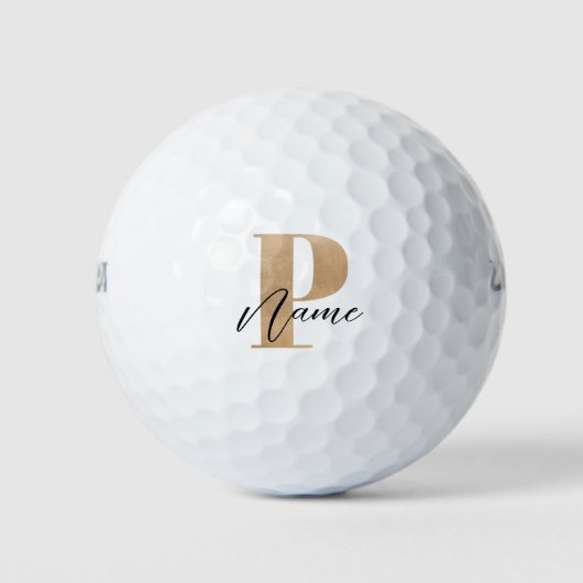 Moderne Mit Monogramm P & Name Personalisiert Golfball (Vorderseite)