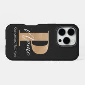 Moderne Mit Monogramm P & Name Personalisiert iPhone Hülle (Rückseite (Horizontal))