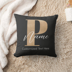 Moderne Mit Monogramm P & Name Personalisiert Kissen
