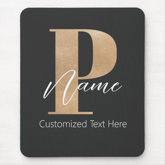 Moderne Mit Monogramm P & Name Personalisiert Mousepad (Vorne)
