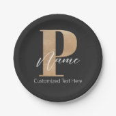 Moderne Mit Monogramm P & Name Personalisiert Pappteller (Vorderseite)