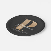 Moderne Mit Monogramm P & Name Personalisiert Pappteller (Schrägansicht)