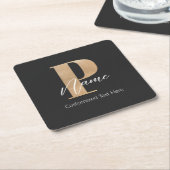 Moderne Mit Monogramm P & Name Personalisiert Rechteckiger Pappuntersetzer (angewinkelt)
