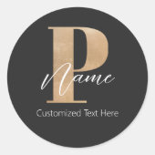 Moderne Mit Monogramm P & Name Personalisiert Runder Aufkleber (Vorderseite)