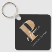 Moderne Mit Monogramm P & Name Personalisiert Schlüsselanhänger (Vorderseite)