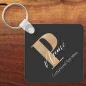 Moderne Mit Monogramm P & Name Personalisiert Schlüsselanhänger (Vorderseite)