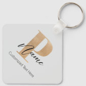 Moderne Mit Monogramm P & Name Personalisiert Schlüsselanhänger (Rückseite)