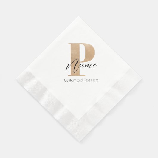 Moderne Mit Monogramm P & Name Personalisiert Serviette (Ecke)