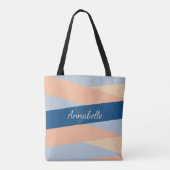 Moderne Mit Monogramm Pink & Blue Tote Tasche (Rückseite)