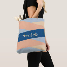 Moderne Mit Monogramm Pink & Blue Tote Tasche