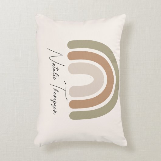 Moderne, mit Monogramm Regenbogen-Rosa Pastellfarb Dekokissen (Vorderseite(Vertikal))