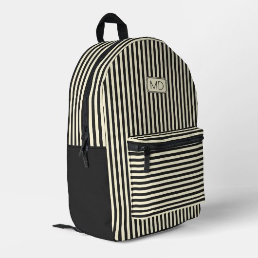 Moderne Mit Monogramm Retro-Streifen Bedruckter Rucksack (Rückseitige Ecke links)