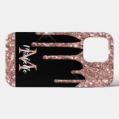 Moderne Mit Monogramm Rose Gold Glitzer Tropfen Ca Case-Mate iPhone Hülle (Rückseite (Horizontal))