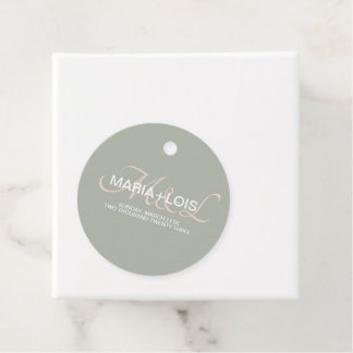 Moderne Mit Monogramm Sage Blush Pink Hochzeit Geschenkanhänger