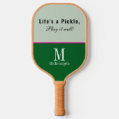 Moderne Mit Monogramm Schrift Elegangarten Grün Pickleball Schläger (Vorderseite)