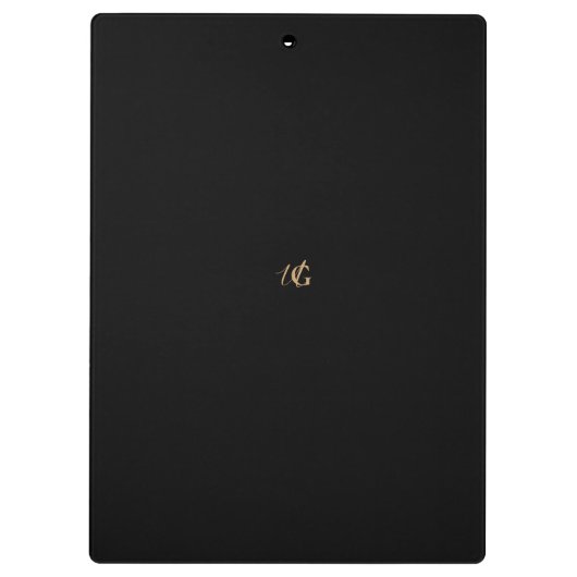 Moderne Mit Monogramm Schwarz- und Gold-Script Klemmbrett (Rückseite)