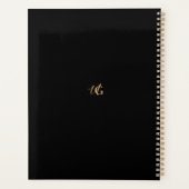 Moderne Mit Monogramm Schwarz- und Gold-Script Planer (Rückseite)