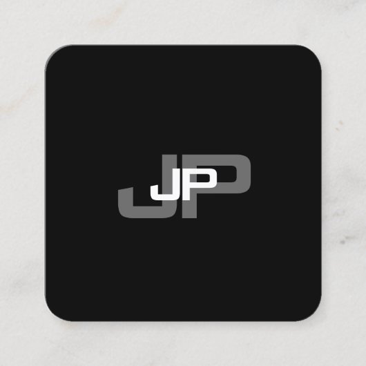 Moderne Mit Monogramm Schwarz-weiße Vorlage Quadratische Visitenkarte (Vorderseite)