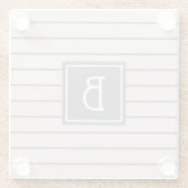 Moderne Mit Monogramm Streifen in Rosa und Grau Glasuntersetzer (Rückseite)