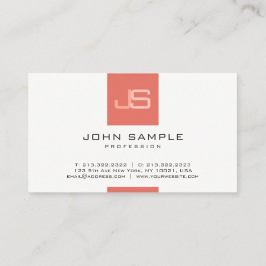 Moderne, Mit Monogramm Vorlage Visitenkarte (Rückseite)