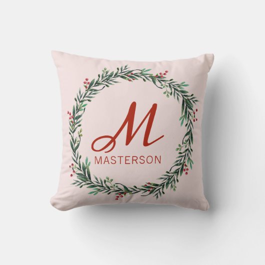 Moderne Mit Monogramm Weihnachtsfeiertage Kissen (Vorderseite)