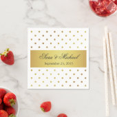 Moderne Mit Monogramm - weiße und goldene Polka-Pu Serviette (Beispiel)