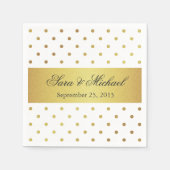 Moderne Mit Monogramm - weiße und goldene Polka-Pu Serviette (Vorderseite)