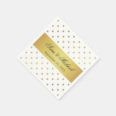 Moderne Mit Monogramm - weiße und goldene Polka-Pu Serviette (Ecke)