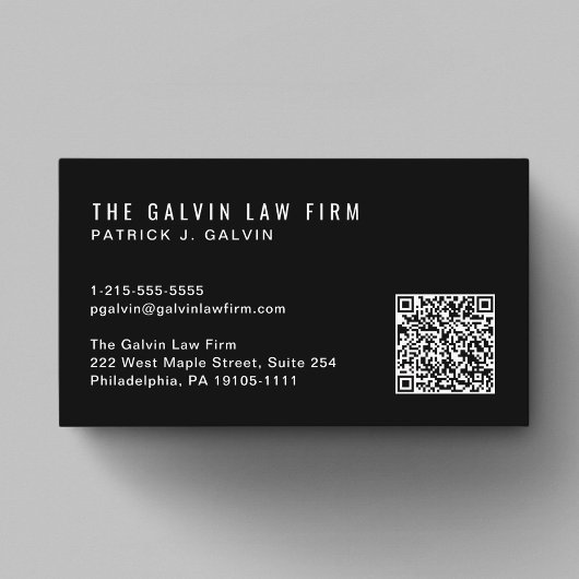 Moderne Mitarbeiter Black QR-Code-Firma Visitenkarte