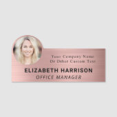 Moderne Mitarbeiter Foto ID Rose Gold Namensschild (Vorderseite)