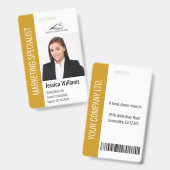 Moderne Mitarbeiter-Foto-Logo-Name-Ocker-ID Ausweis (Vorder- & Rückseite)