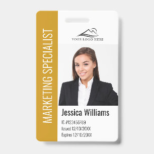 Moderne Mitarbeiter-Foto-Logo-Name-Ocker-ID Ausweis