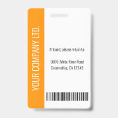 Moderne Mitarbeiter-Foto-Logo-Name Orange ID Ausweis (Rückseite)