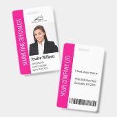 Moderne Mitarbeiter-Foto-Logo-Name Rosa ID Ausweis (Vorder- & Rückseite)