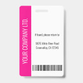 Moderne Mitarbeiter-Foto-Logo-Name Rosa ID Ausweis (Rückseite)