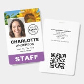 Moderne Mitarbeiter-ID-Foto Geschäft Logo Lila Ausweis (Vorder- & Rückseite)