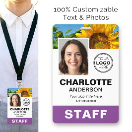 Moderne Mitarbeiter-ID-Foto Geschäft Logo Lila Ausweis
