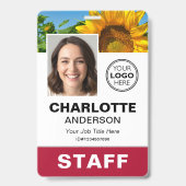 Moderne Mitarbeiter-ID-Foto Geschäft Logo Rot Pers Ausweis (Vorderseite)