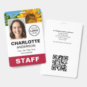 Moderne Mitarbeiter-ID-Foto Geschäft Logo Rot Pers Ausweis (Vorder- & Rückseite)