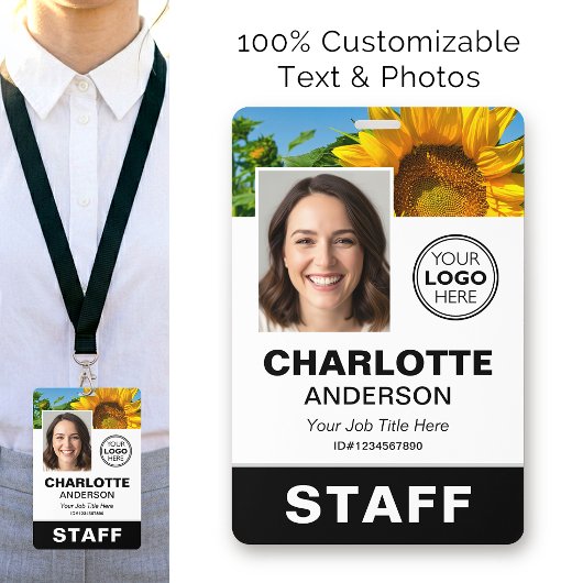 Moderne Mitarbeiter-ID-Foto Geschäft Logo Schwarz Ausweis